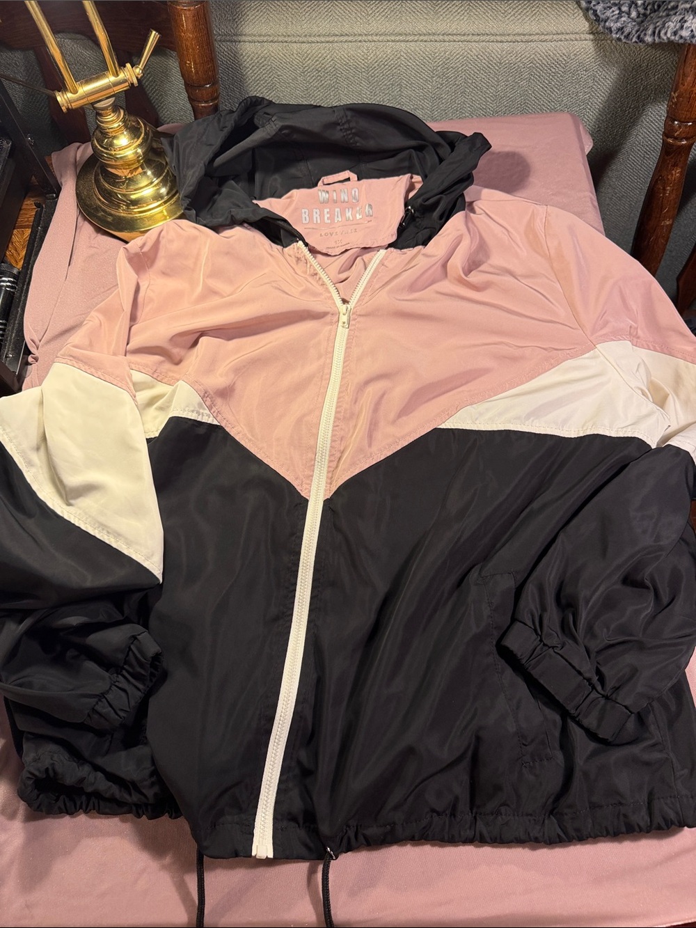 Love Tree Pink Black Cream Colorblock Bomber Jacket
